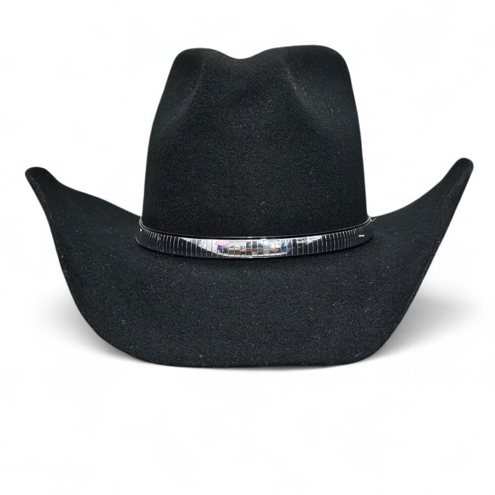 Western Express Inc Vintage Wool Boho Silver Band Lined Black Cowboy Hat